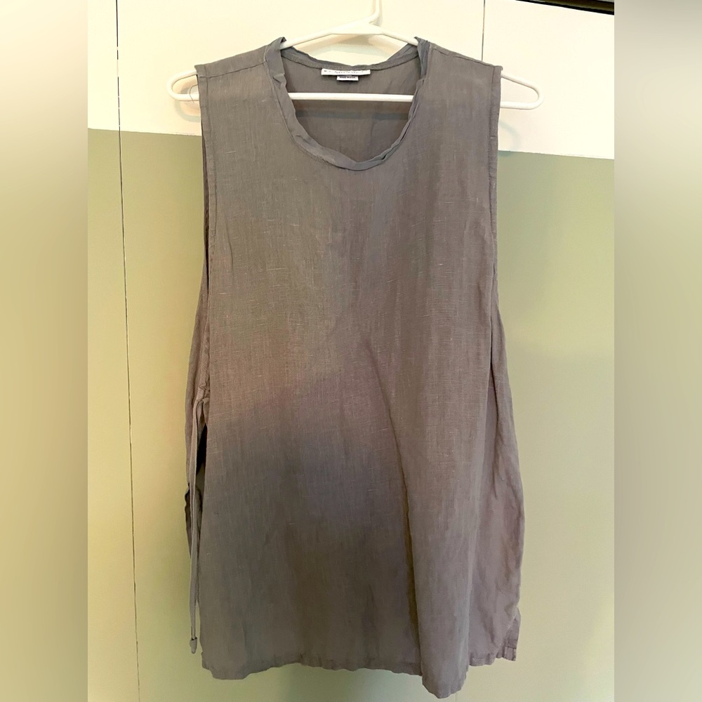 Bryn Walker linen and satin top with side ties.